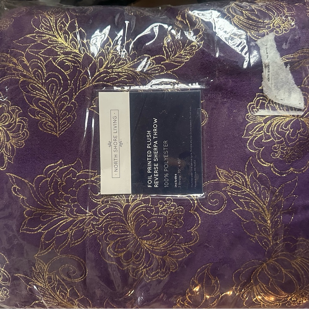 Purple and Gold Plush Throw Blanket